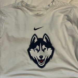 White Nike Long Sleeve with Husky Logo